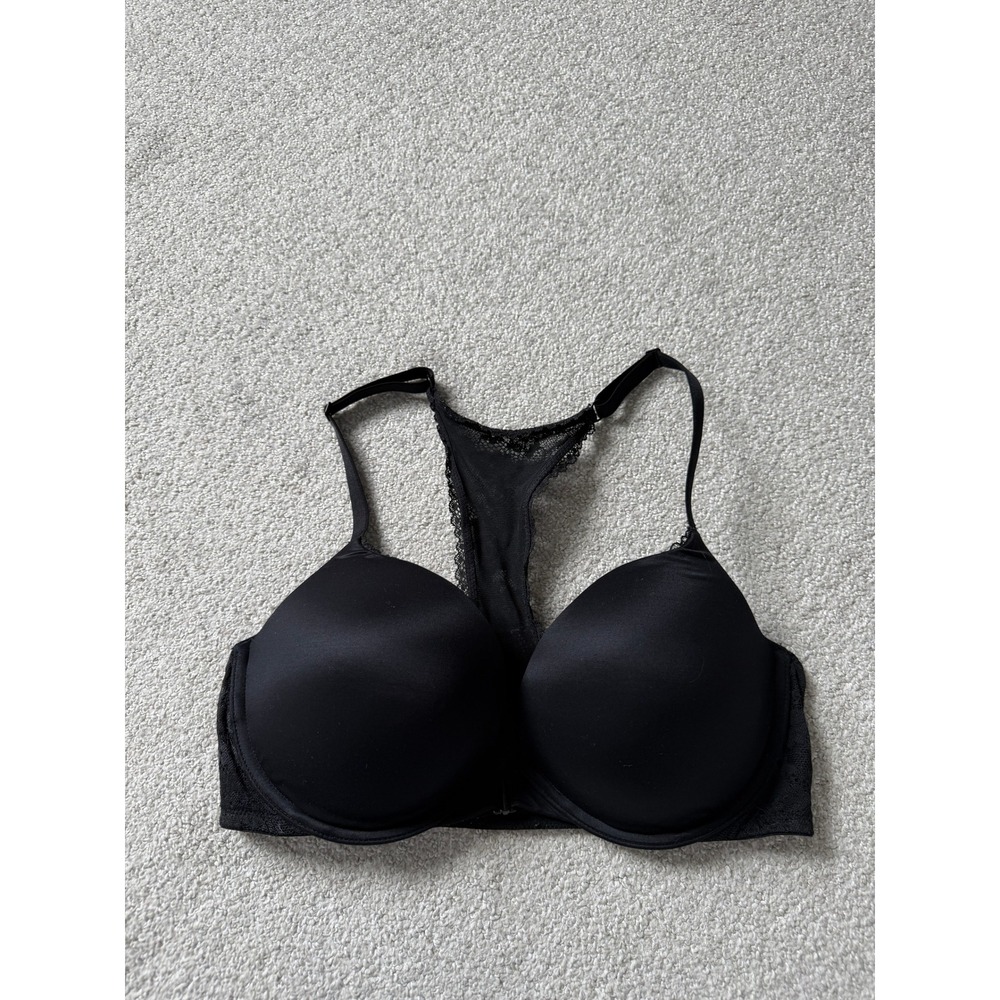 Victoria's Secret Classic Push-Up Bra Size 36D Black Lace Racerback
